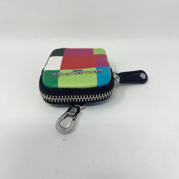 Karl Lagerfeld Paris Multi-Color Clip Pouch Coin Bag Earbuds Keys Pink Red Green - Picture 4 of 7
